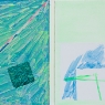 two panel with green square 